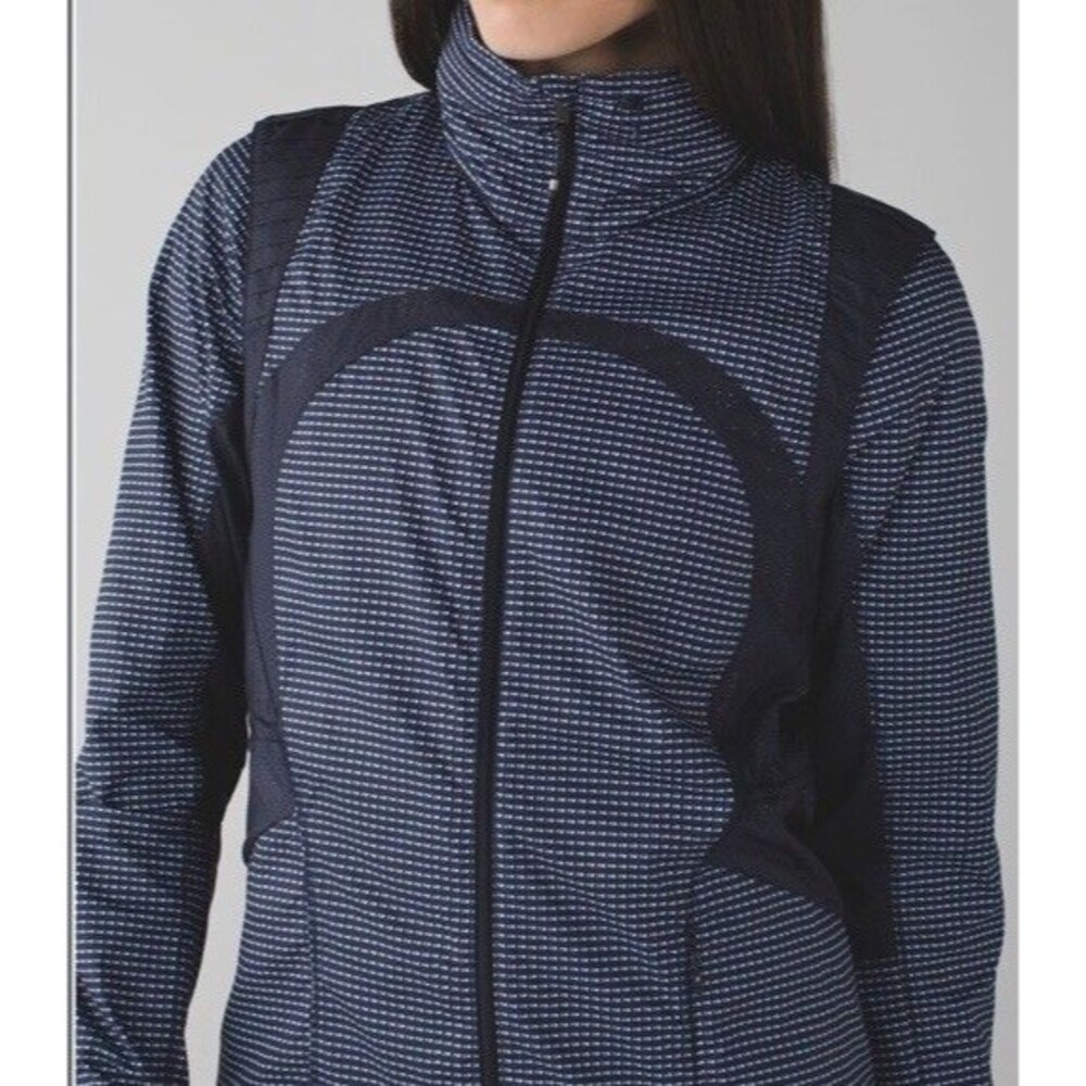 Lululemon Vent It Out Jacket Double Dot Navy Blue Lullaby / Navy Blue Size 6 - Picture 4 of 14
